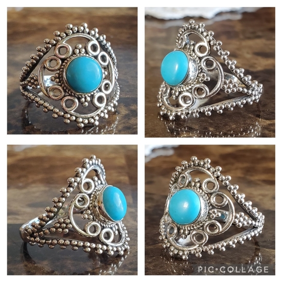 Genuine Blue Mojave Turquoise Ring Size 8.5 - Picture 7 of 8